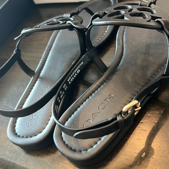 Coach Jaci Leather Sandal - Black - Picture 5 of 8